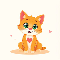 A Cute Cat Sitting With A Adorable Face Flat Character Illustration On Light Background