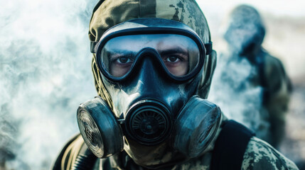 Memorial Day for all victims of the use of chemical weapons. chemical weapons. A man in chemical protection