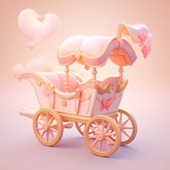 Pink and Gold Carriage with Hearts and Canopy