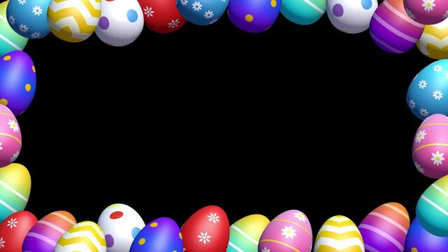 Easter Egg Decorated Frame with Transparent Background