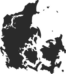 Denmark map silhouette design vector art illustration isolated on transparent background