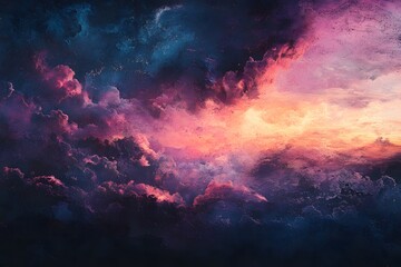Abstract Painting of Swirling Clouds with Sunset Hues