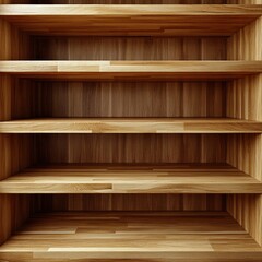 Empty Wooden Bookshelf with Five Shelves