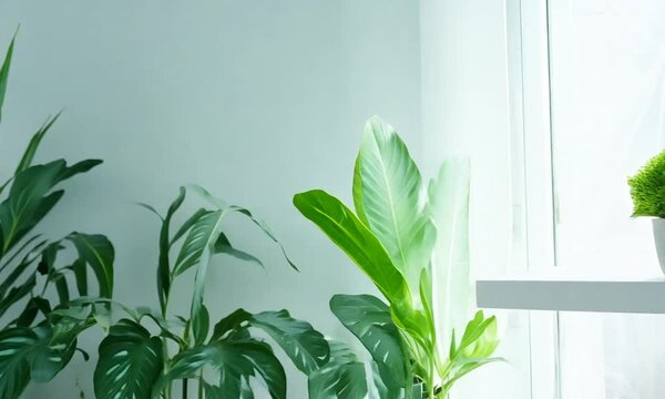 Serene Indoor Scene Featuring ZZ Plant and Snake Plant in a Bright Minimalist Space