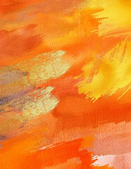 Orange Brush Strokes Gold Glitter