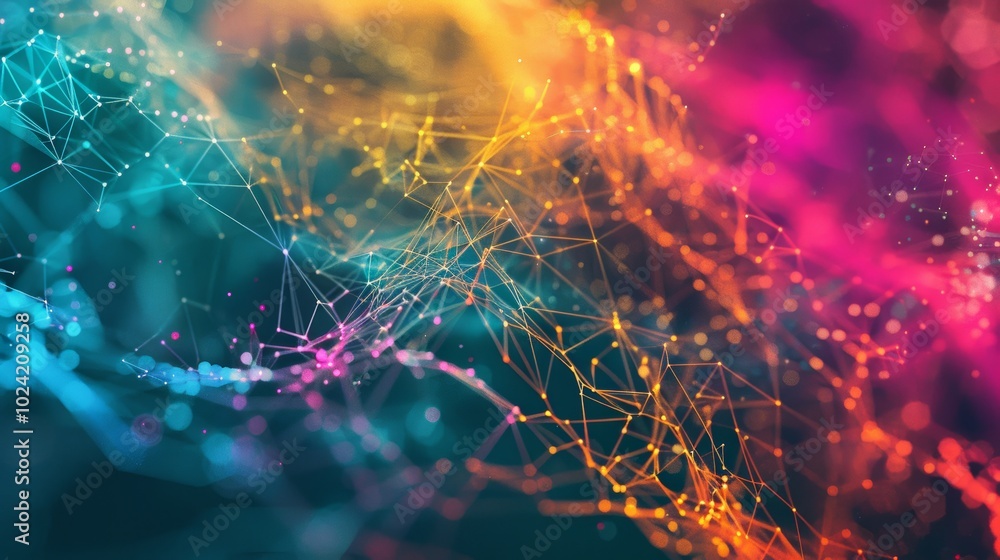 Poster abstract color scheme highlighting network security.