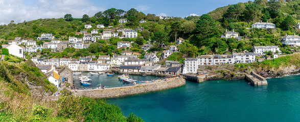 The picturesque harbour in Polperro, Cornwall, England, UK