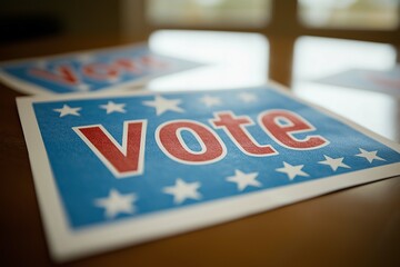 Close-Up of Election Flyer Promoting Voting Awareness