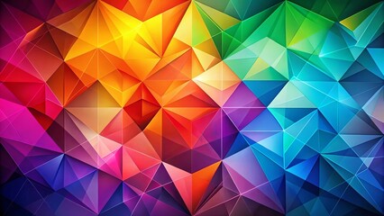 Obraz premium A Vivid Abstract Composition of Interlocking Triangles, Embracing Vibrant Hues of Red, Orange, Yellow, Green, Blue, and Purple