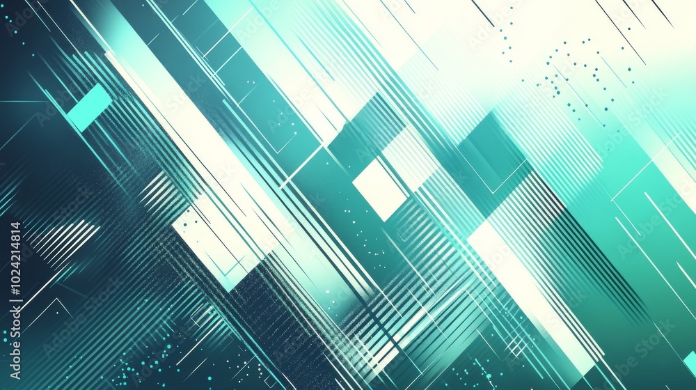 Poster Abstract geometric patterns with cool tones creating a dynamic digital design for modern backgrounds