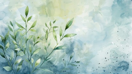 Abstract watercolor background highlighting simple plant setup