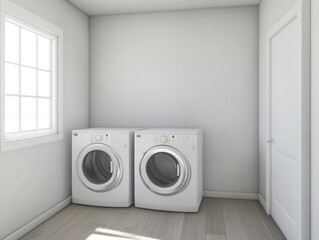 Minimalistic Laundry Room Design Mockup