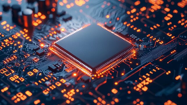Digital Code Surrounding Floating Numbers on Circuit Board