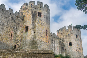 Caernarfon Castle,seen through the archway of the ancient Town Walls