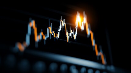 Obraz premium Abstract financial chart with glowing highlights on a dark background.