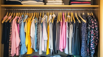 Neatly Organized Closet with Colorful Clothes