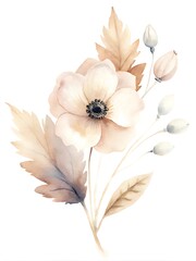 Elegant watercolor floral arrangement with soft hues