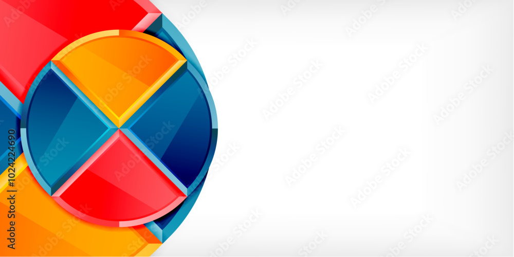 Poster abstract background - circles and round triangles with 3d effect. vector illustration for wallpaper,