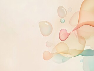 Fototapeta premium 2408 46.An elegant banner design featuring soft drops of pastel colors against a smooth beige background, providing a gentle and inviting aesthetic. The drops vary in size and opacity, creating a