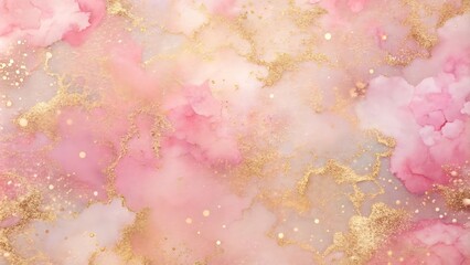 Fototapeta premium Elegant pink and gold abstract watercolor background