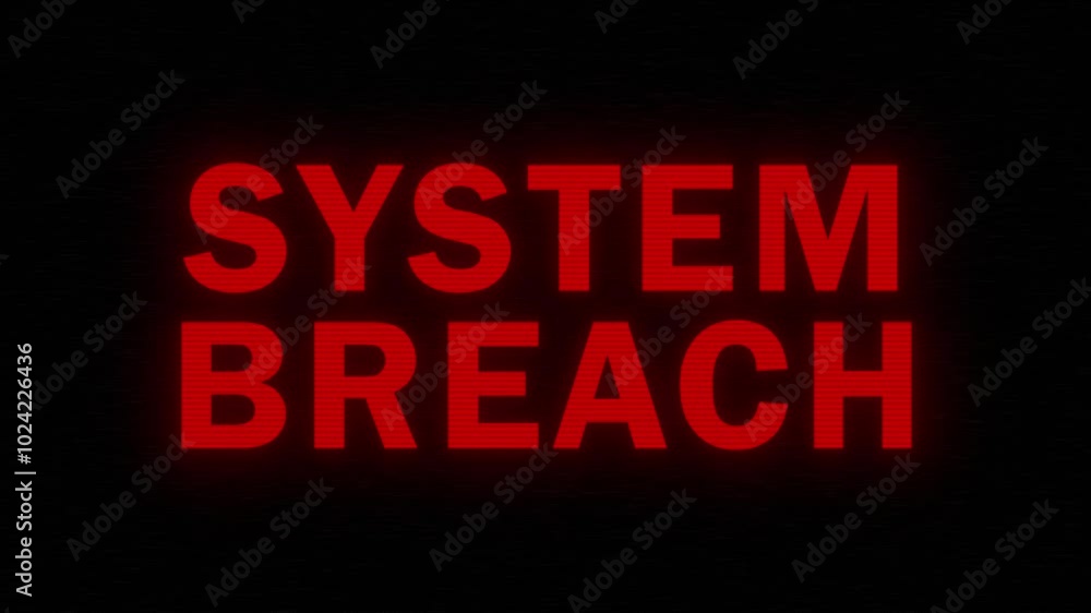 Poster system breach animation with red text and glitch effect. perfect for digital alerts, cybersecurity t