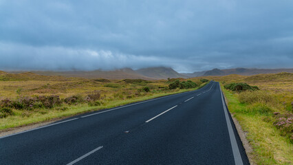 Country Road in Morning Mist at Mull of Kintyre