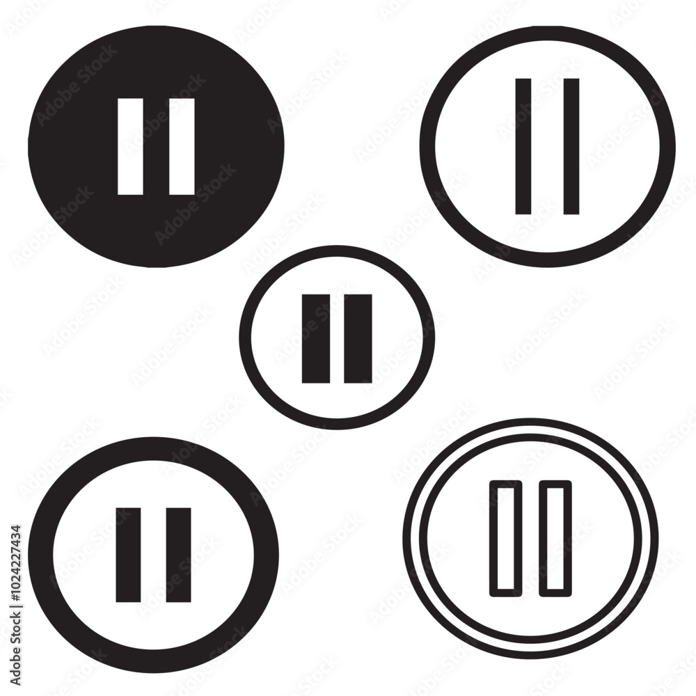 Poster pause vector icon set