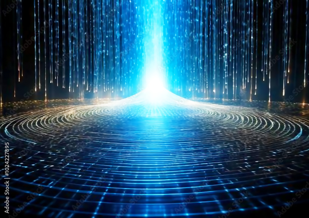 Poster abstract futuristic technology background with light rays and lines. high tech concept