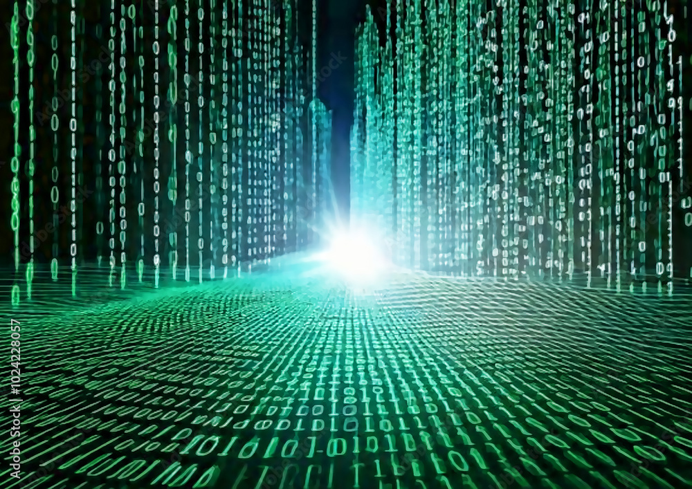 Aufkleber binary code on the dark background. the concept of digital technology.