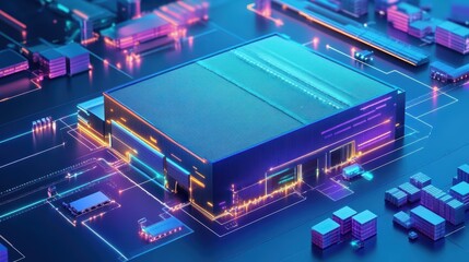 Fototapeta premium Modern logistics warehouse building structure. AI technology generated image 