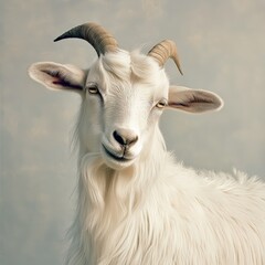 Obraz premium Portrait of a white goat with soft fur and gentle expression