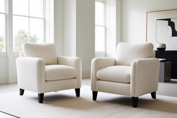 modern living room with two white sofa