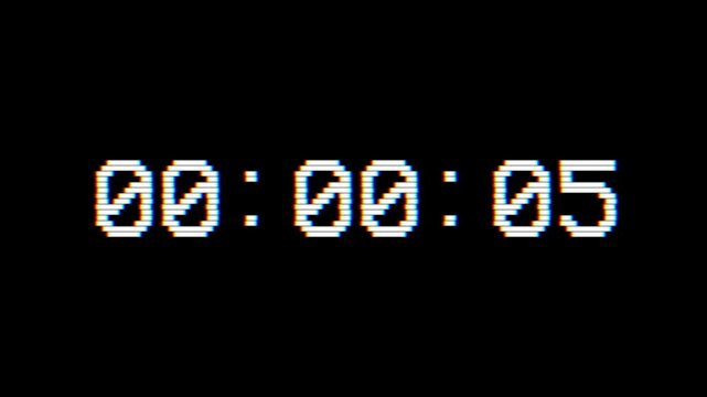 VHS Playback CRT TV Screen Time Code - 5 Minutes Length