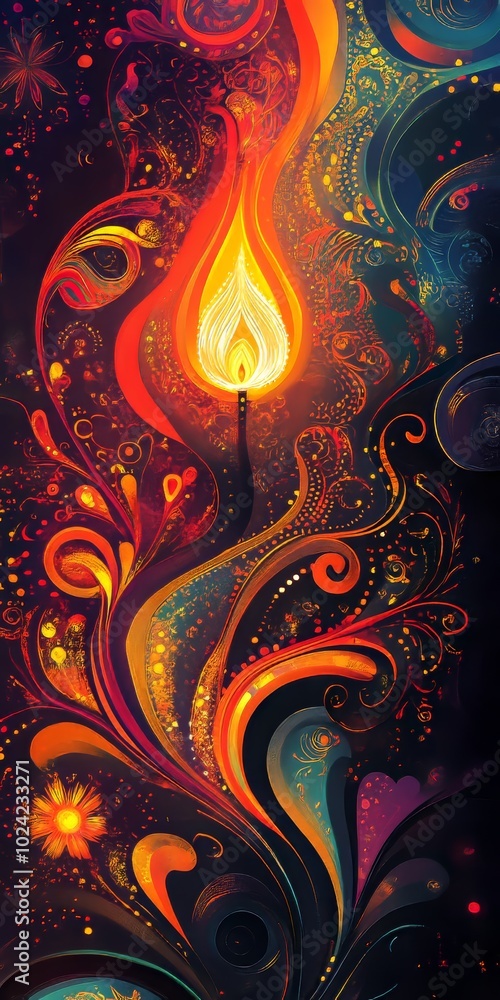 Poster abstract diwali design featuring colorful patterns and dynamic textures.