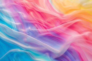 Fototapeta premium A colorful, flowing piece of fabric with a rainbow pattern