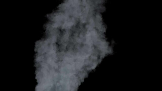 realistic smoke burst animation from small to large black screen, video overlay.