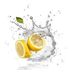Water splashing on Lemon. Fresh Lemon