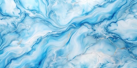 Obraz premium Unique marble background with blue and white swirling veins on a blue background silhouette