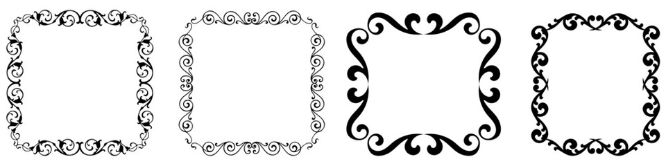 decorative border frames, Vintage circle ornament frame. retro style. Elegant vintage frame and wedding ornaments Isolated icons vector set. Calligraphic filigree black ink borders collection