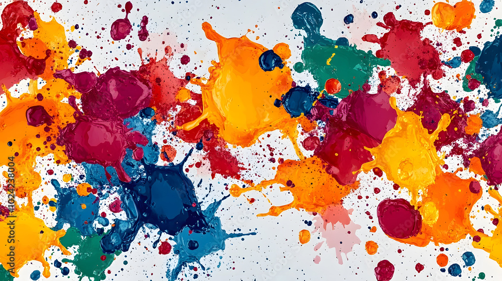 Poster artistic splashes of color seamless pattern. vibrant splashes of multicolored paint background