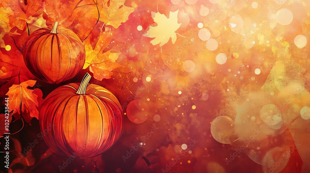 Poster blended fall colors and abstract patterns creating a warm, festive background for thanksgiving.