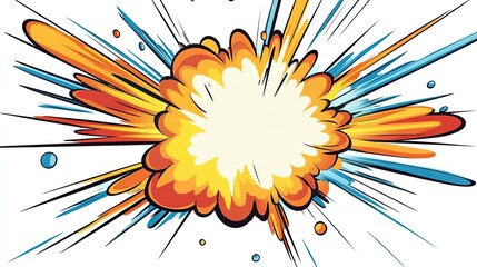 A colorful explosion graphic with dynamic lines and vibrant colors.