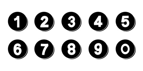 Numbers icon set on transparent background.