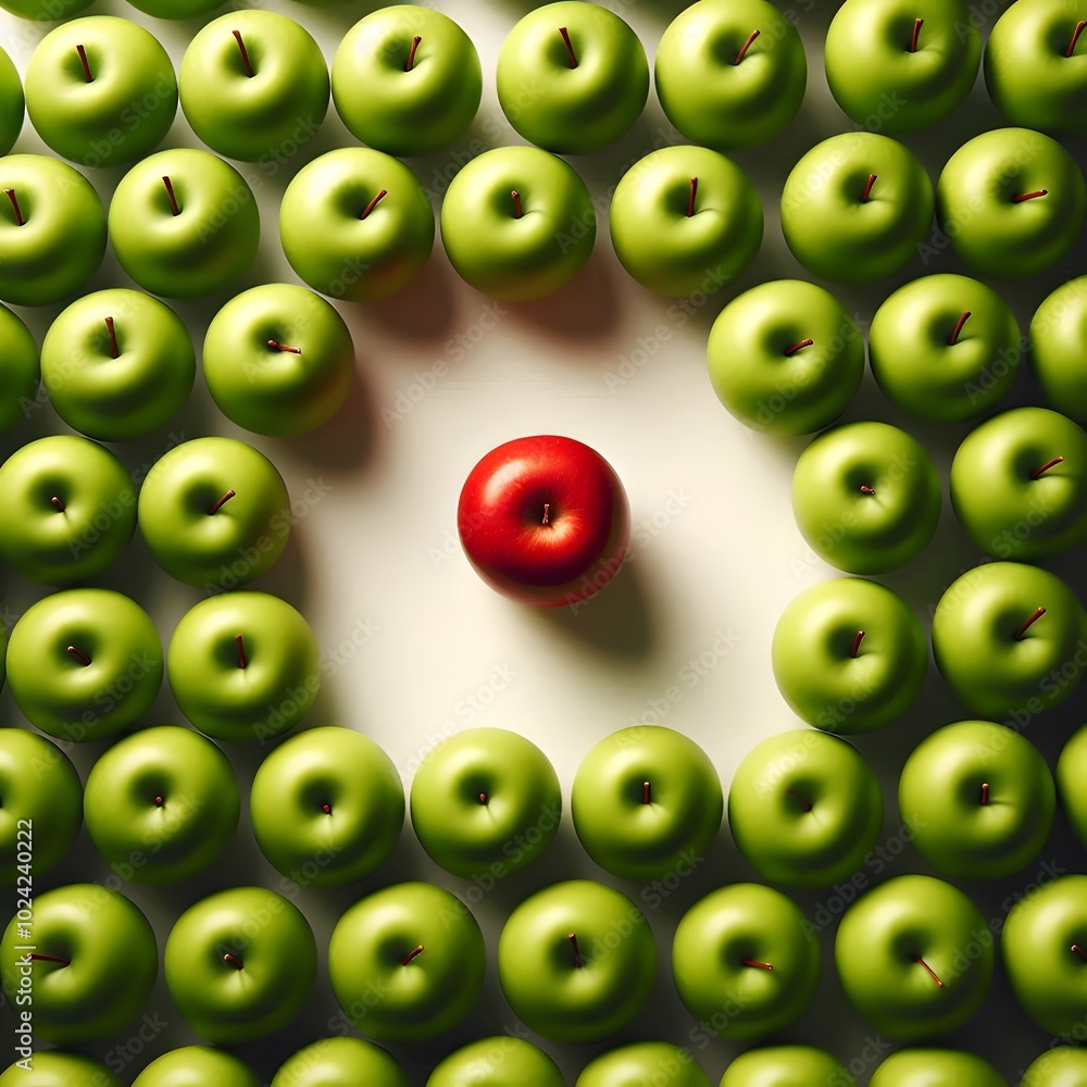 Poster a seamless pattern with green and red apples on a blue background generated by ai