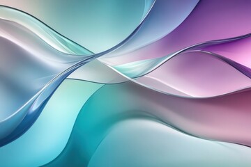 Fototapeta premium A smooth iridescent glass background with flowing curves in pastel colors