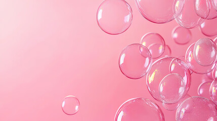 Pink Collagen bubbles Drops pink serum cream lotion drop into skin cells bubbles texture  background