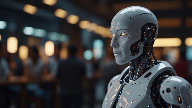 usiness people are using artificial intelligence concept chat technology Intelligent digital chat robot, future technology concept Using to create something from text.