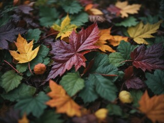 colorful autumn leaf background. AI Generative