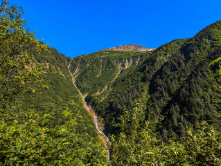 Beautiful scenery of the Preservance Trail with a waterfall