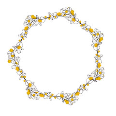 Flower Circle Decorative line art frame - Digital Download file for print, printable, wallpaper, background, sticker wall art and many projects.